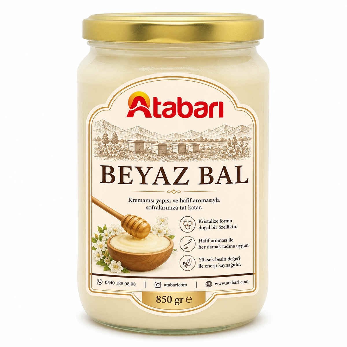 Beyaz Bal | Nadir Görülen Yumuşak Aromalı Bal (850 Gr)